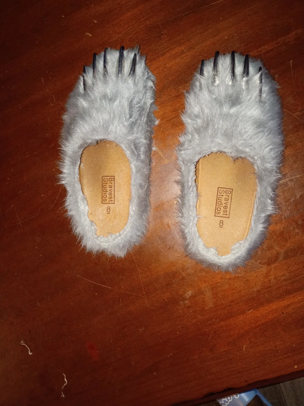 Bravest Studios Gray Faux-Fur Claw Slip-On Slippers